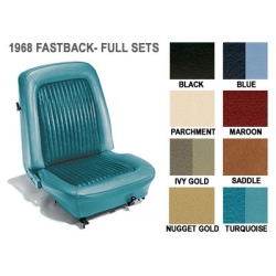 1968 UPHOLSTERY, STANDARD, 2+2, Black, full set with buckets.